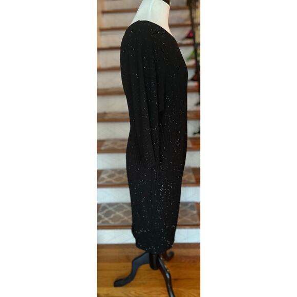 Black Shimmer Faux Wrap / Side Knot Dress – XL - Picture 7 of 8